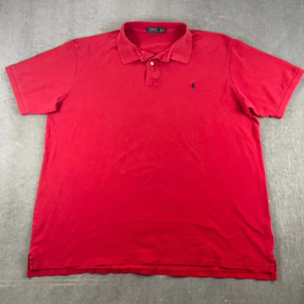 Polo Ralph Lauren Men 3LT Red Polo Shirt Short Sleeve Pony Logo